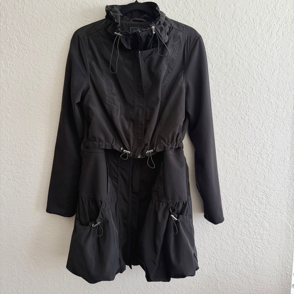 Ubu Coat Artsy Jacket Large Black Bubble Hem Packable Travel Chic Whimsy Unique